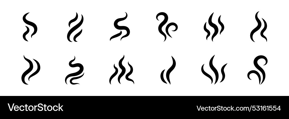 Smoke steam icon logo set smell Royalty Free Vector Image