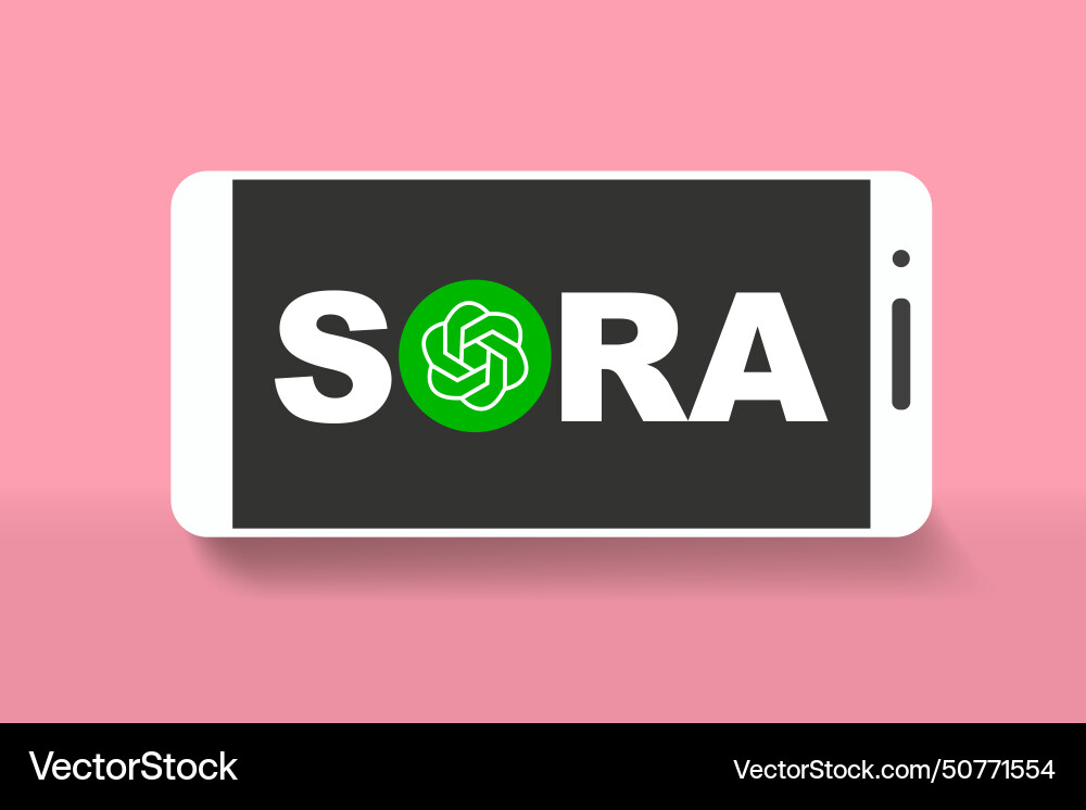 Sora ai logo online video generator on smartphone Sora ai logo online video generator on smartphone vector image