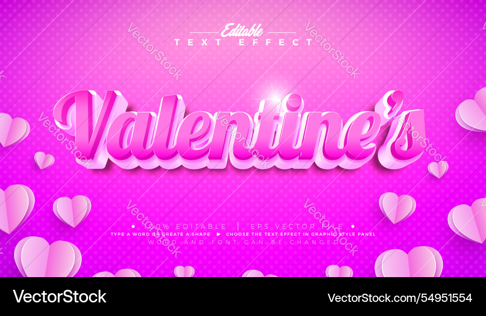 Valentines day 3d text effect design editable Valentines day 3d text effect design editable Vector Image