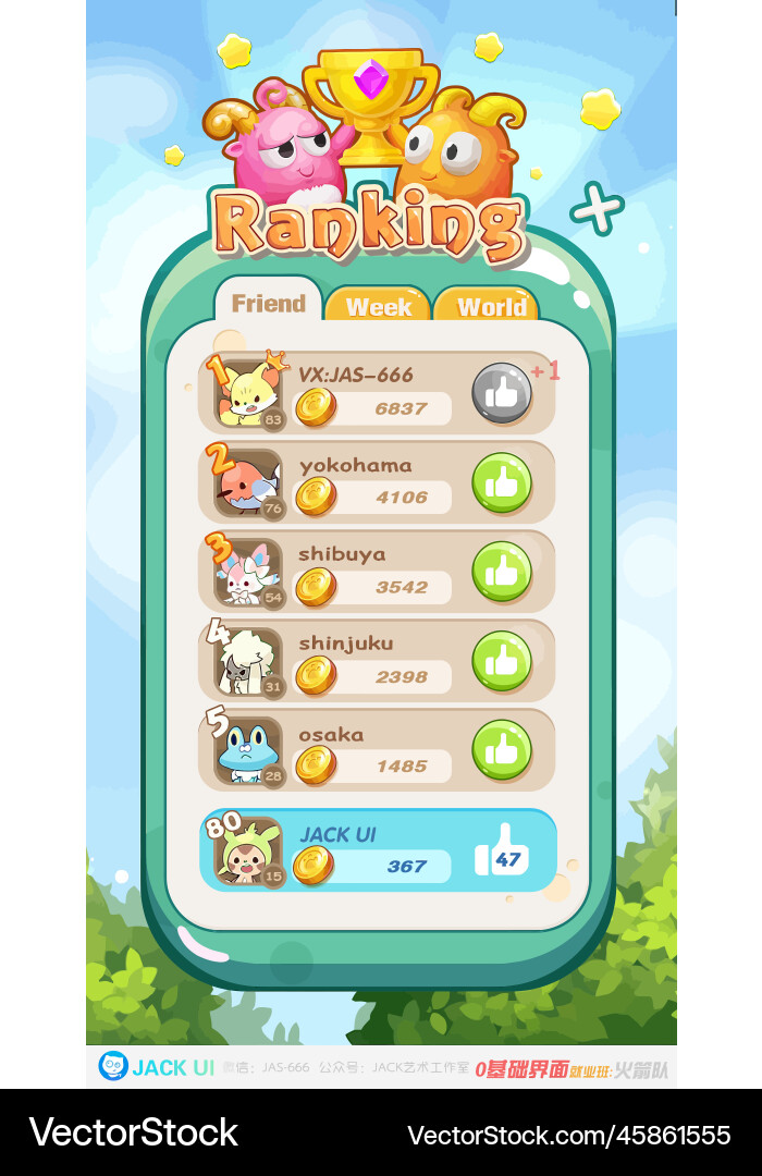 Complete set of level button game ui pop-up icon vector image