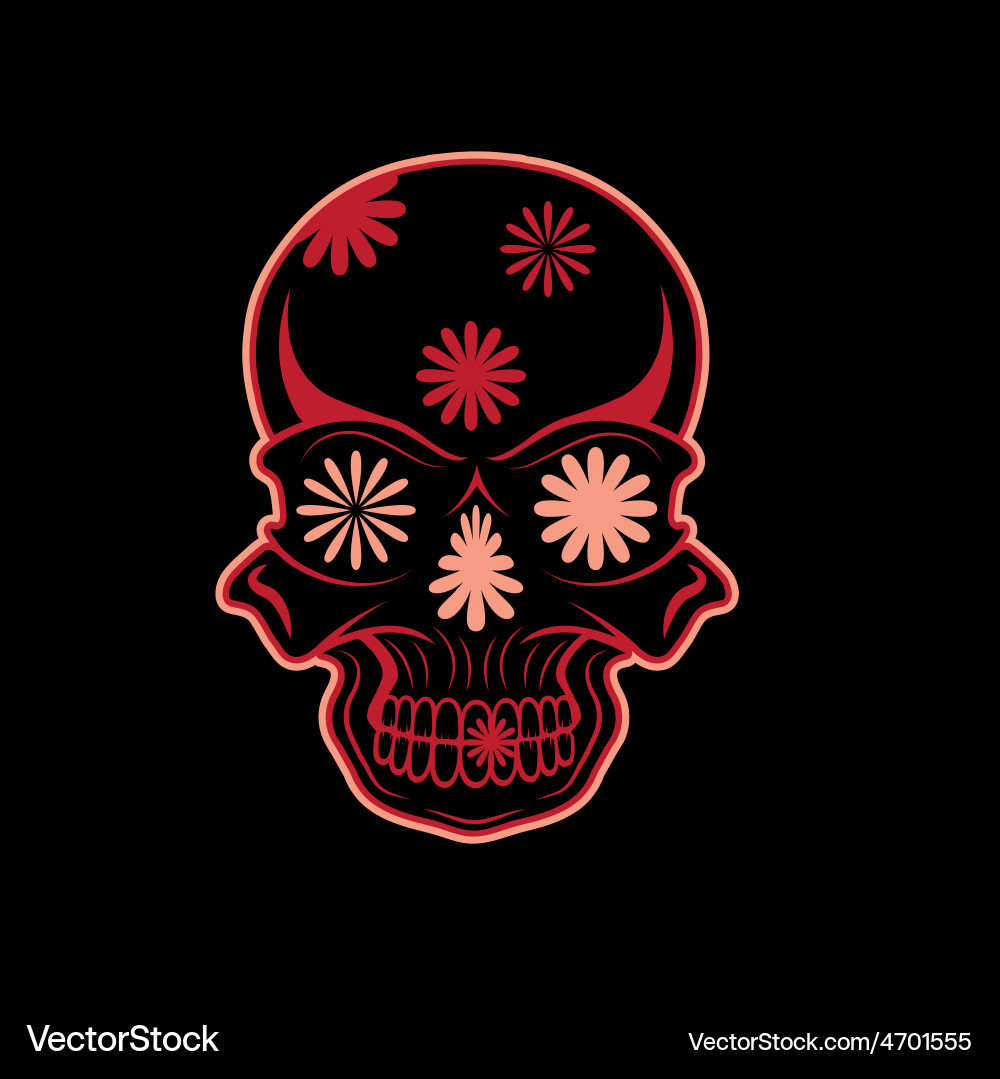 Day of the dead skull with flowers dia de los Vector Image