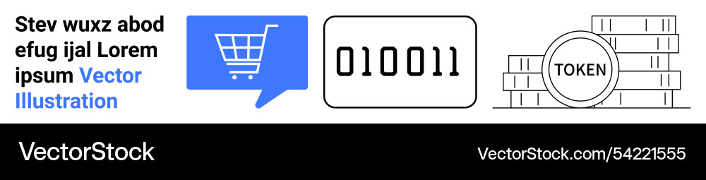 Digital shopping concept with binary code Vector Image