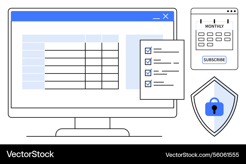 Digital workspace with task checklist calendar Digital workspace with task checklist calendar vector image