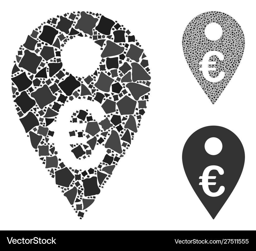 Euro map marker composition icon humpy items Euro map marker composition icon humpy items vector image