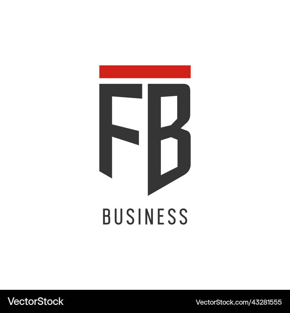 Fb initial esport logo with simple shield design vector image