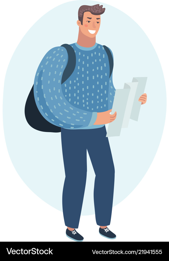 Man navigation on map Man navigation on map vector image
