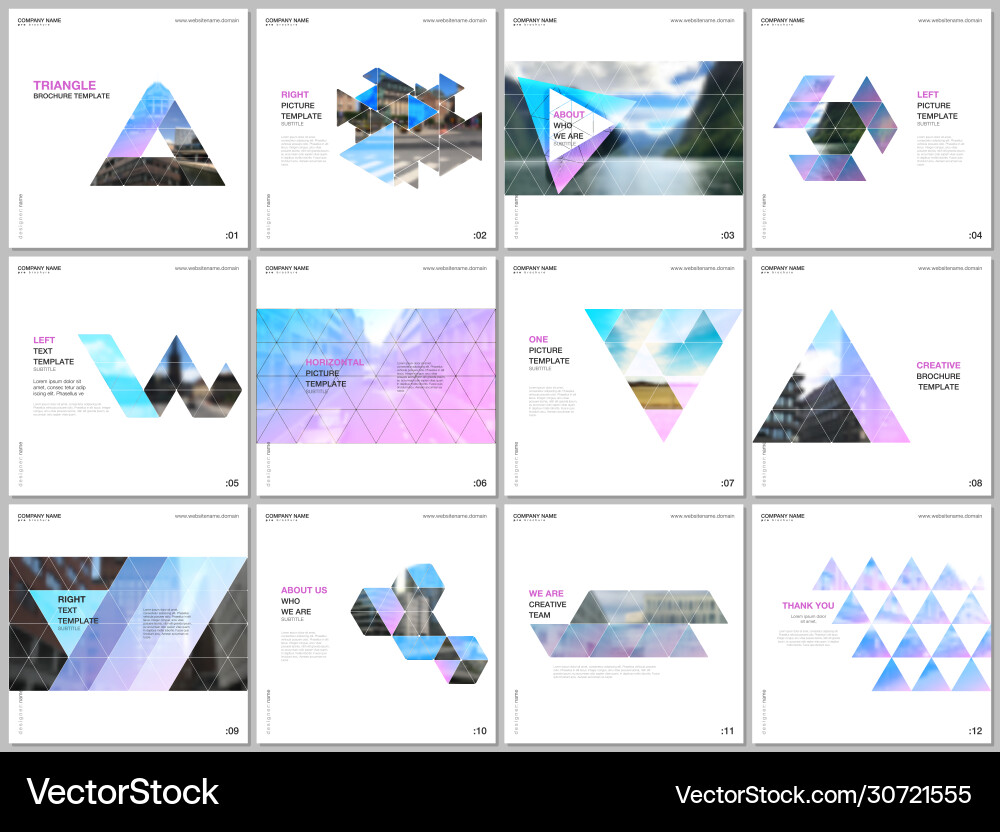 Minimal brochure templates with triangular design Minimal brochure templates with triangular design vector image
