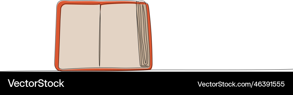 Open diary notebook book on the table one line Open diary notebook book on the table one line vector image