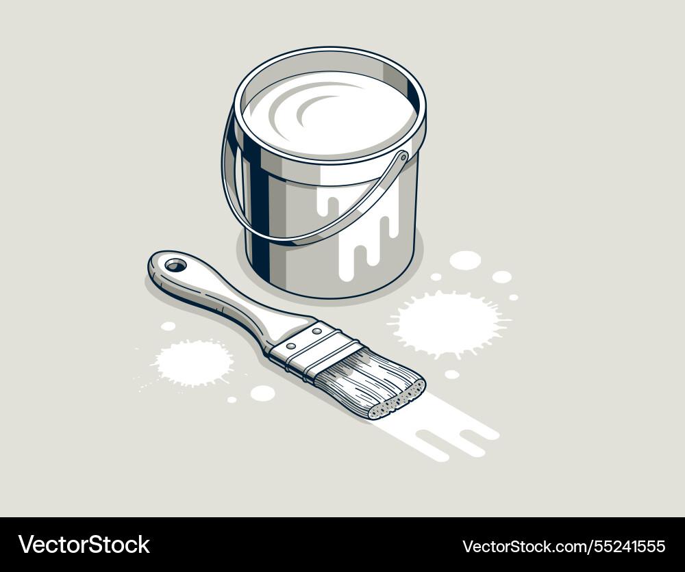 Painting whitewash walls interior 3d isometric Painting whitewash walls interior 3d isometric vector image