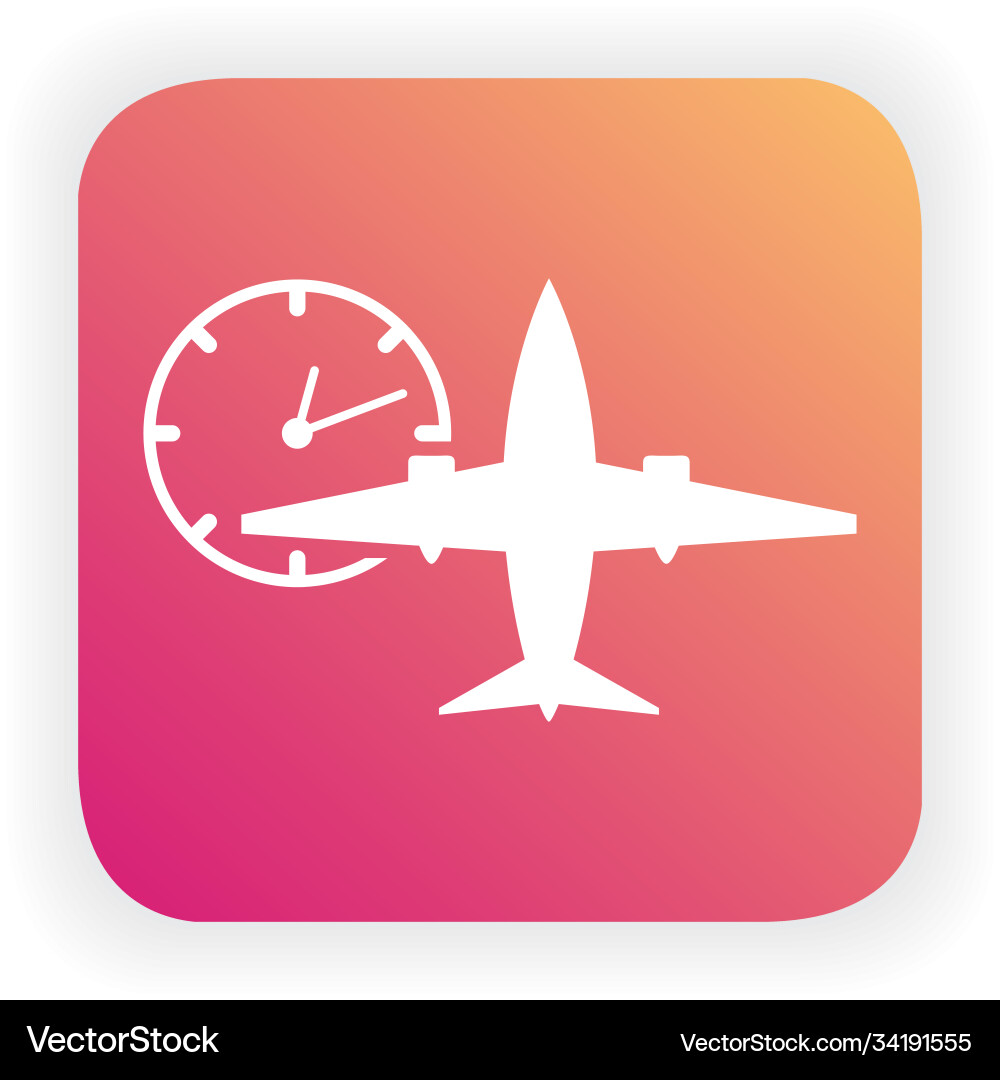 Plane clock icon gradientpassenger jet timer Vector Image