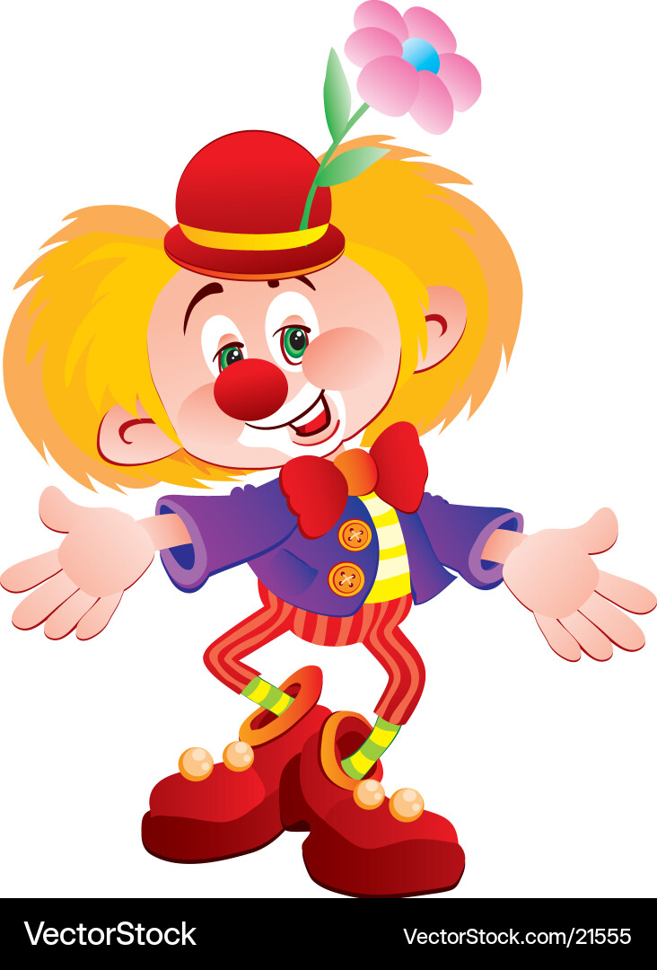 Smiling Clown with Red Nose Vector Image