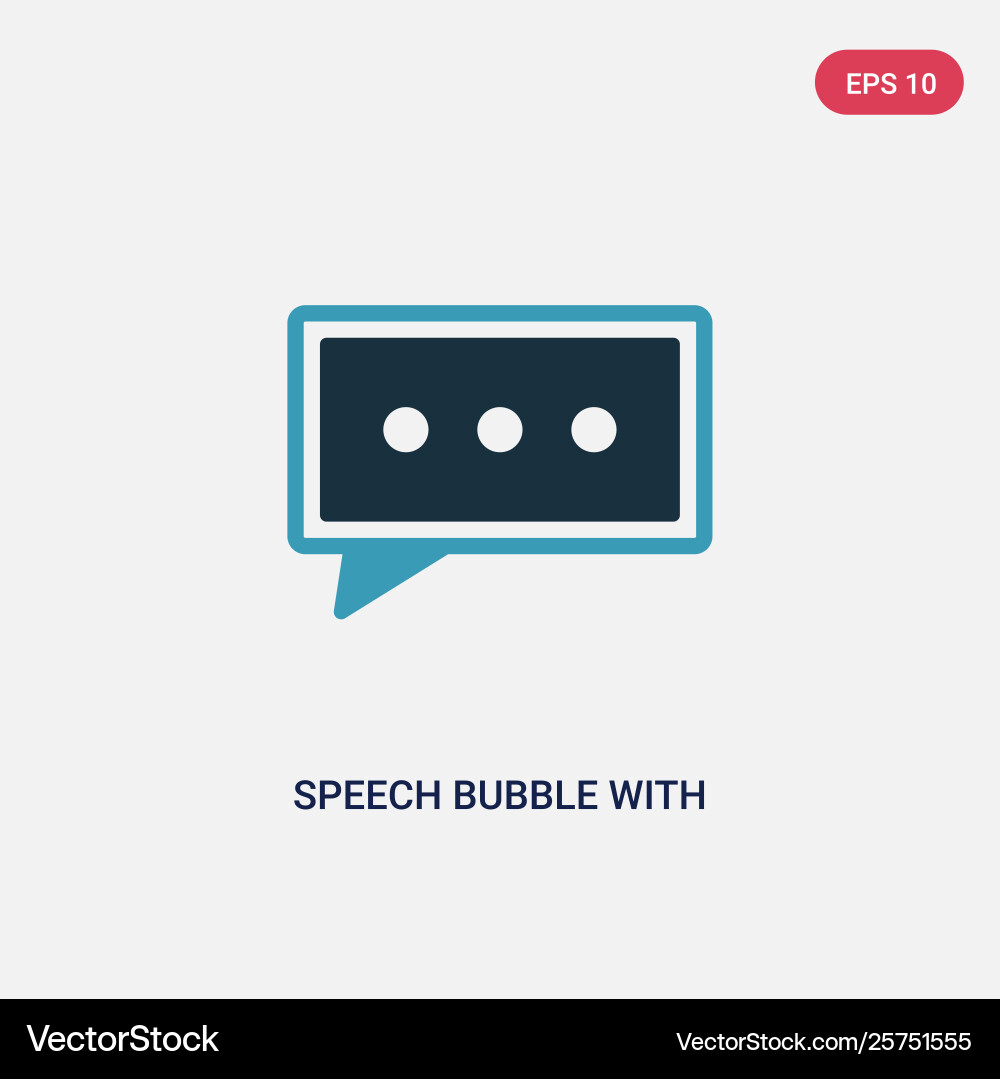 Two color speech bubble with three dots inside vector image