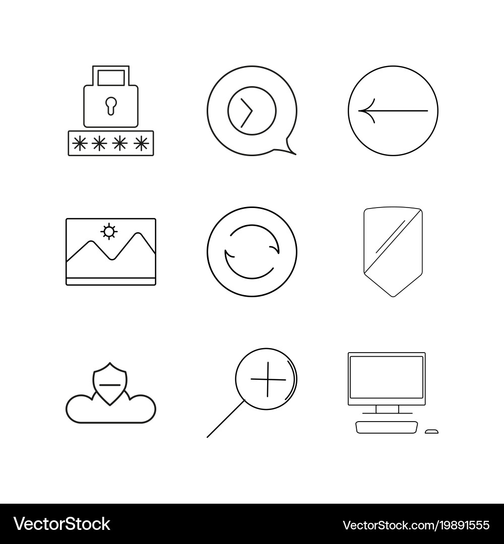 Web linear icon set simple outline icons vector image