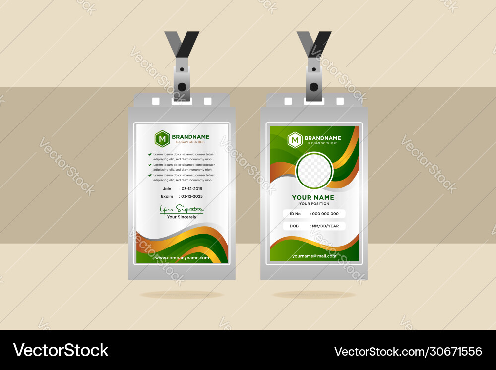 Corporate id card design template with photo space vector image