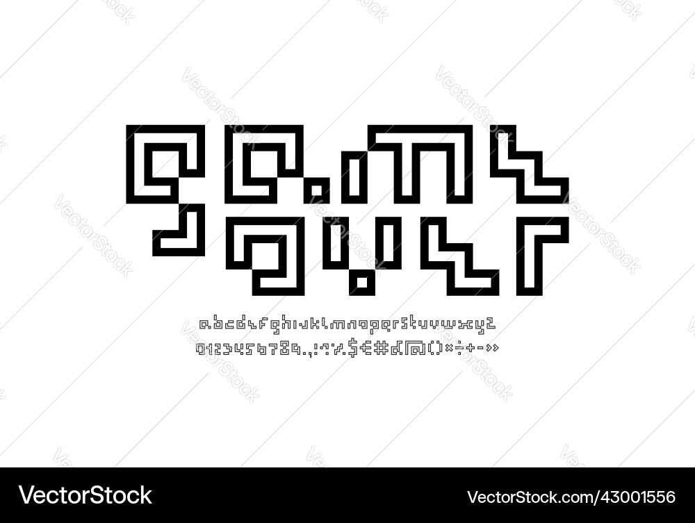 Digital font alphabet made of lines Digital font alphabet made of lines vector image