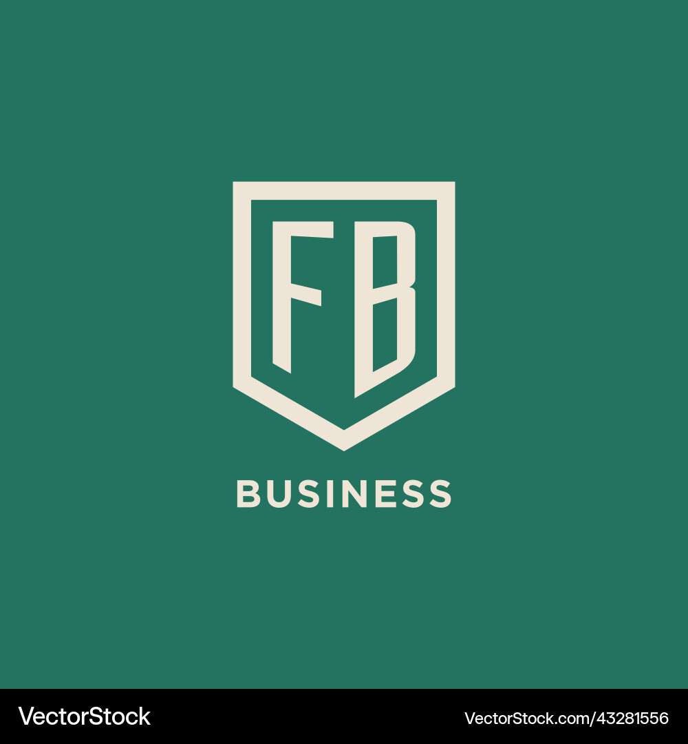Fb initial logo monogram shield geometric shape Fb initial logo monogram shield geometric shape Vector Image