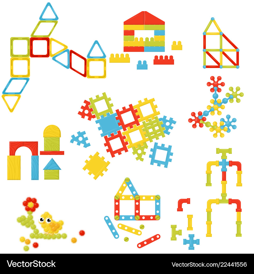 Flat set of different children constructors Flat set of different children constructors vector image