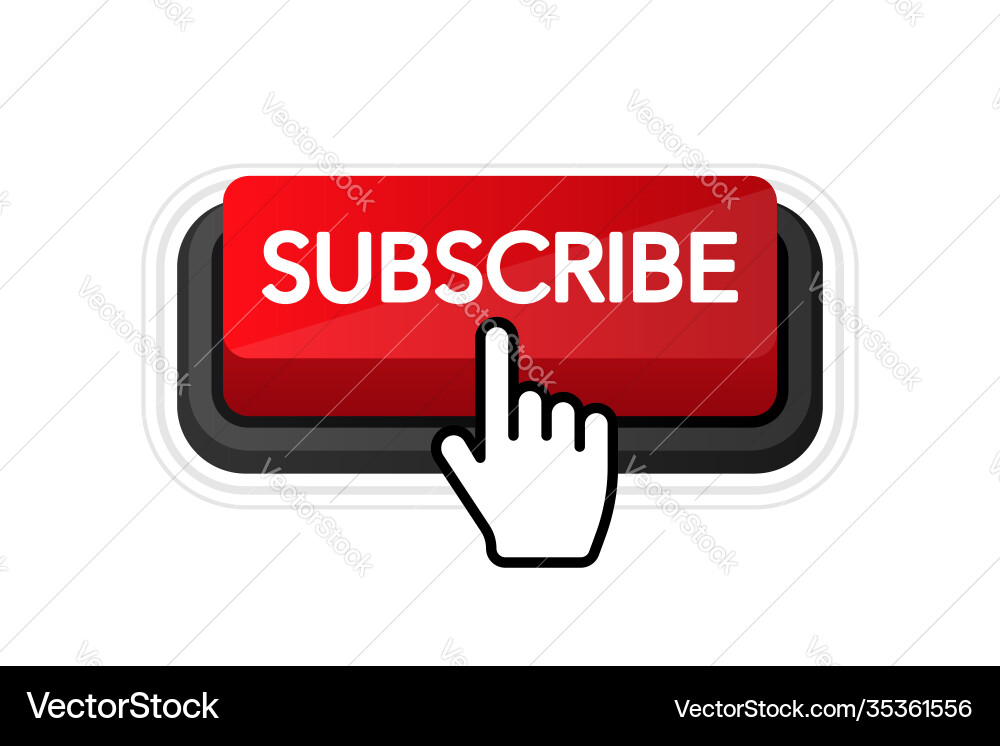 Icon with red subscribe 3d button on white Icon with red subscribe 3d button on white vector image