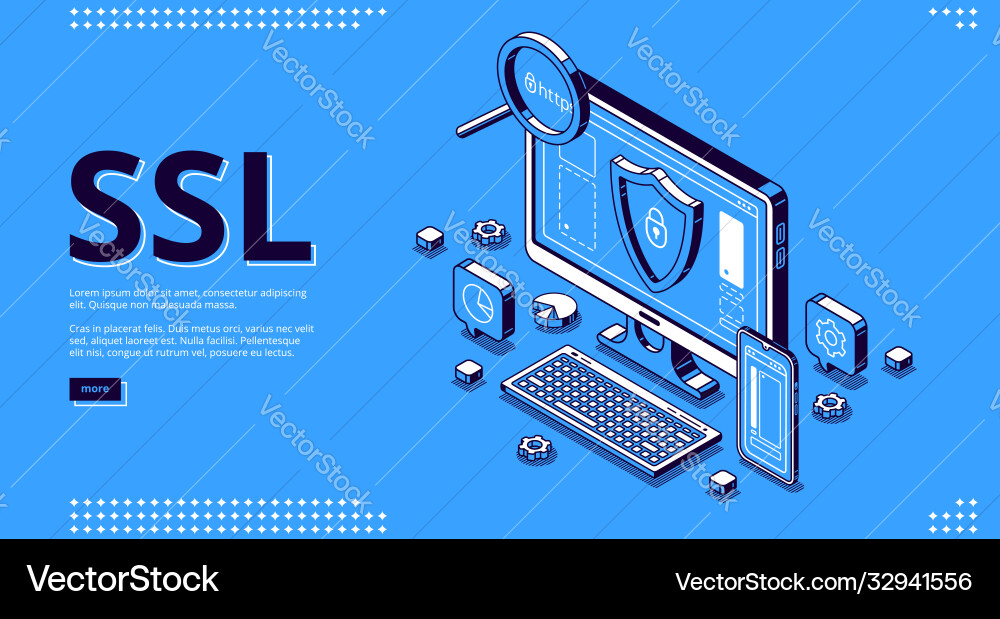Landing page ssl certificate for website Landing page ssl certificate for website vector image