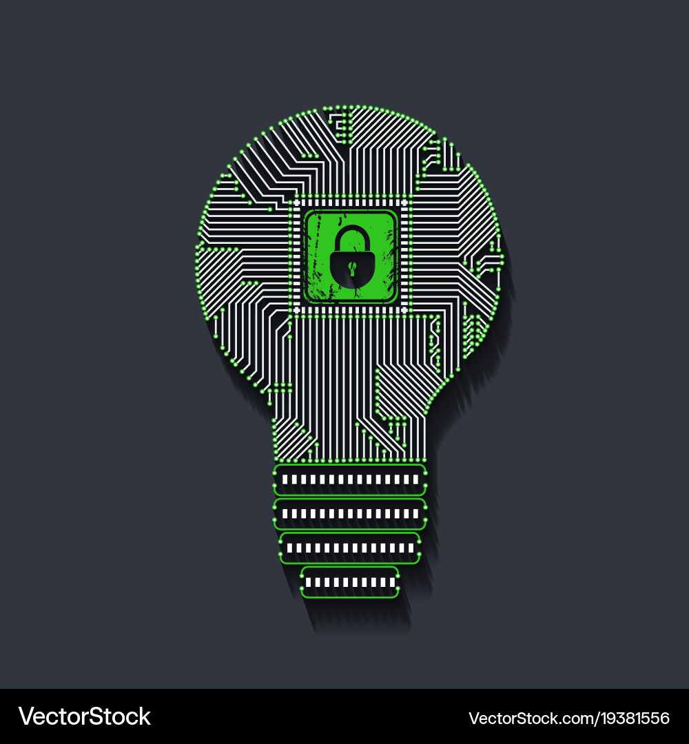 Light bulb idea icon with circuit board inside vector image