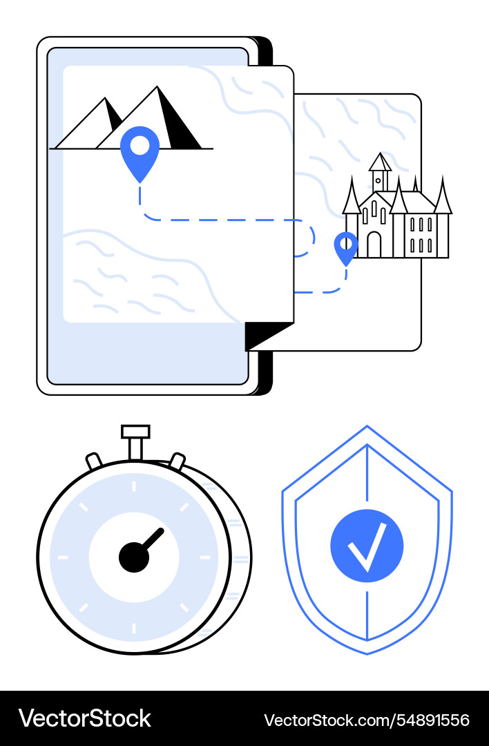 Mobile navigation with location route map Mobile navigation with location route map vector image