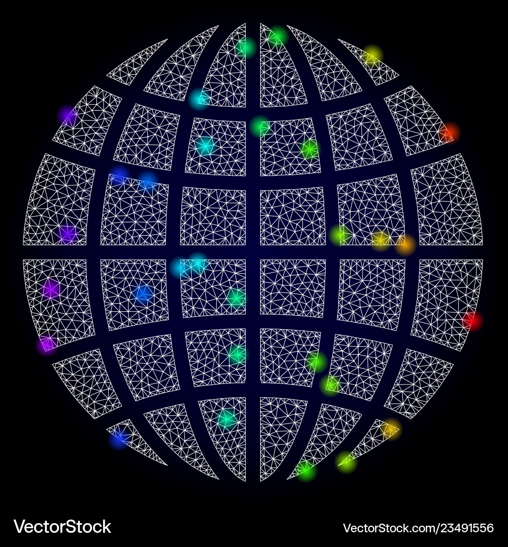 Polygonal mesh globe with spectrum colored Vector Image