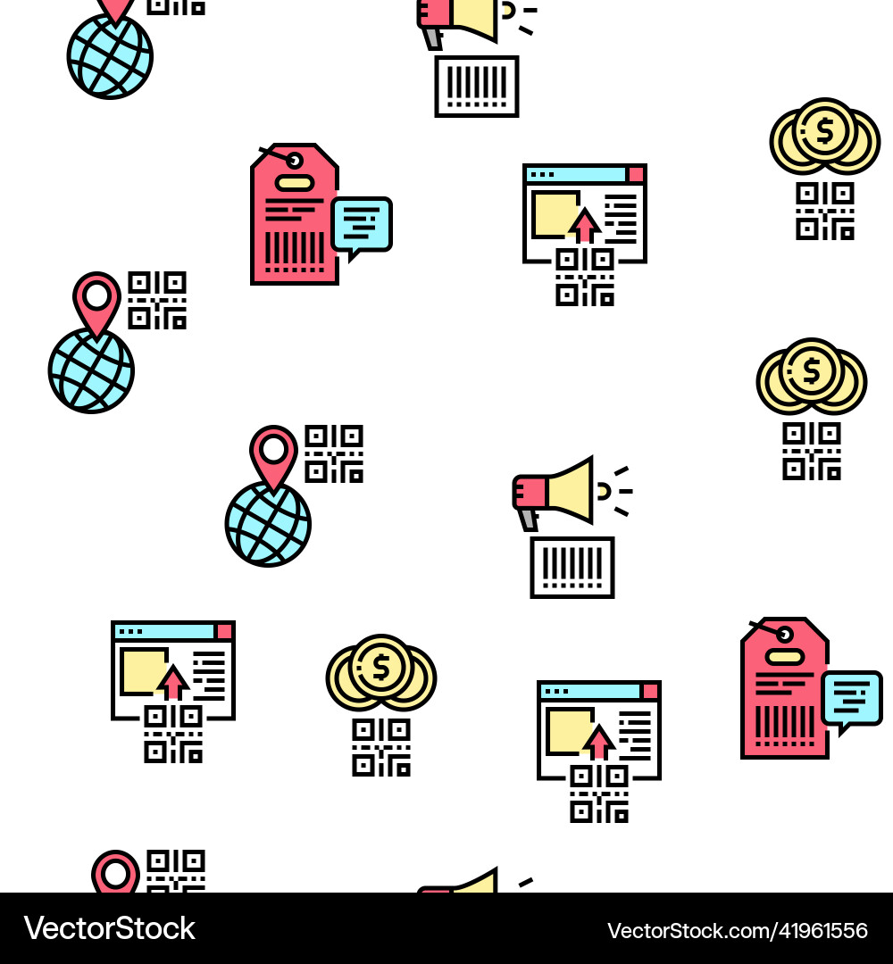 Qr code identification seamless pattern Qr code identification seamless pattern vector image