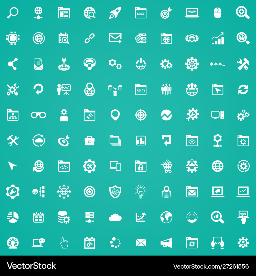 Seo 100 icons universal set for web and ui vector image