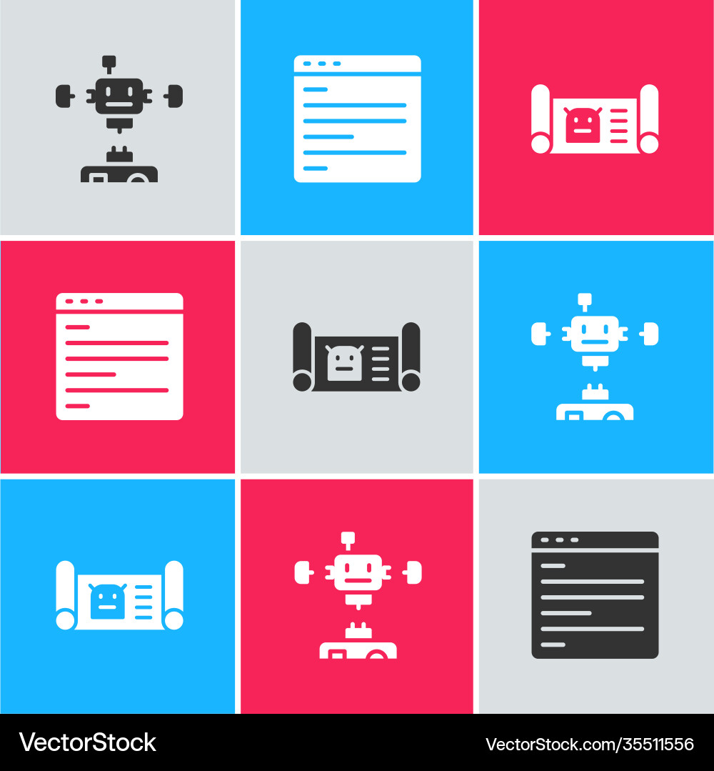 Set demontierte Roboter Computer api Schnittstelle Set demontierte Roboter Computer api Schnittstelle vektorbild