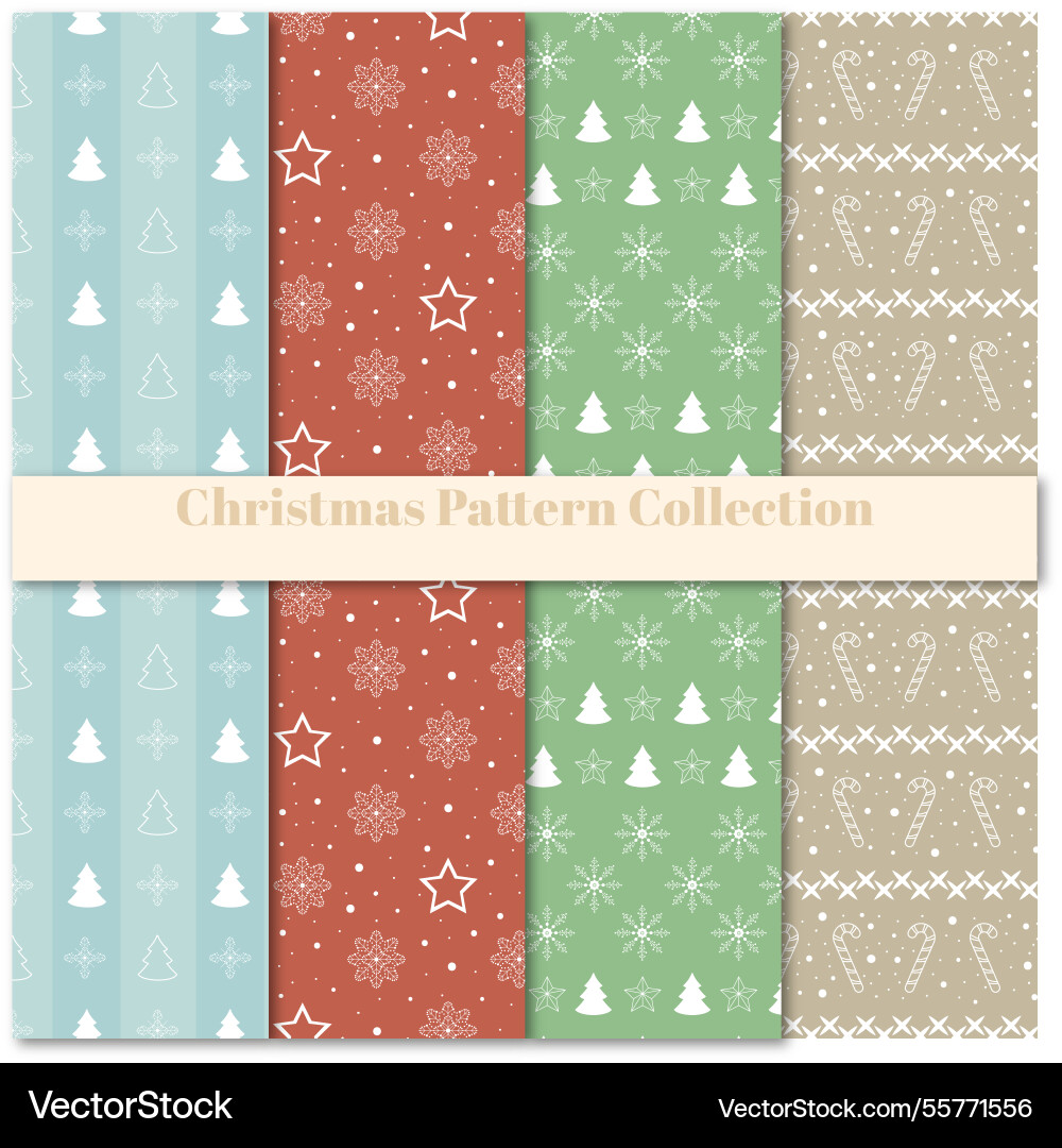Set of christmas patterns in retro style Vector Image