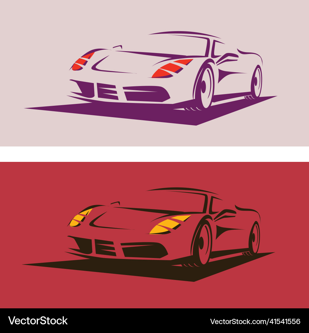 Sport car outlined sketch front view with motion Vector Image