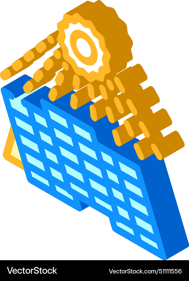 Sun rays solar panel isometric icon Royalty Free Vector