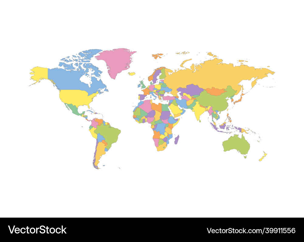 World map color line element border World map color line element border vector image