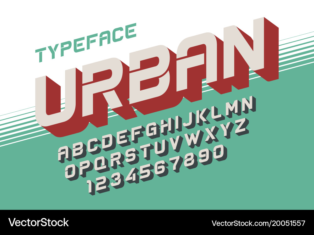 3D Alphabet Font - Depth Effect vector image