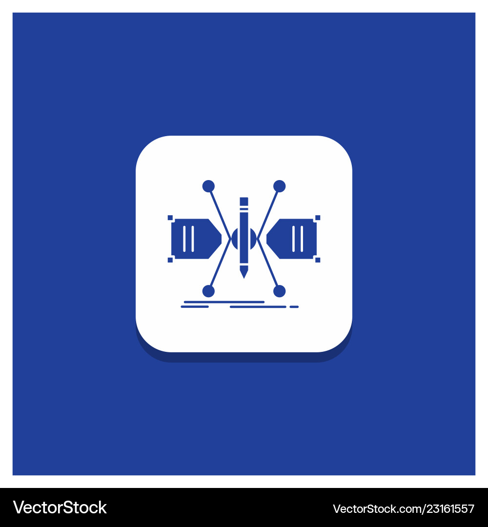 Blue round button for architect constructing grid Vector Image
