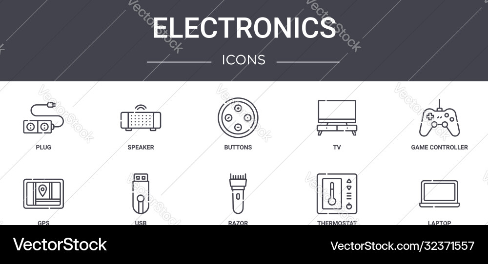 Electronics concept line icons set contains Electronics concept line icons set contains vector image