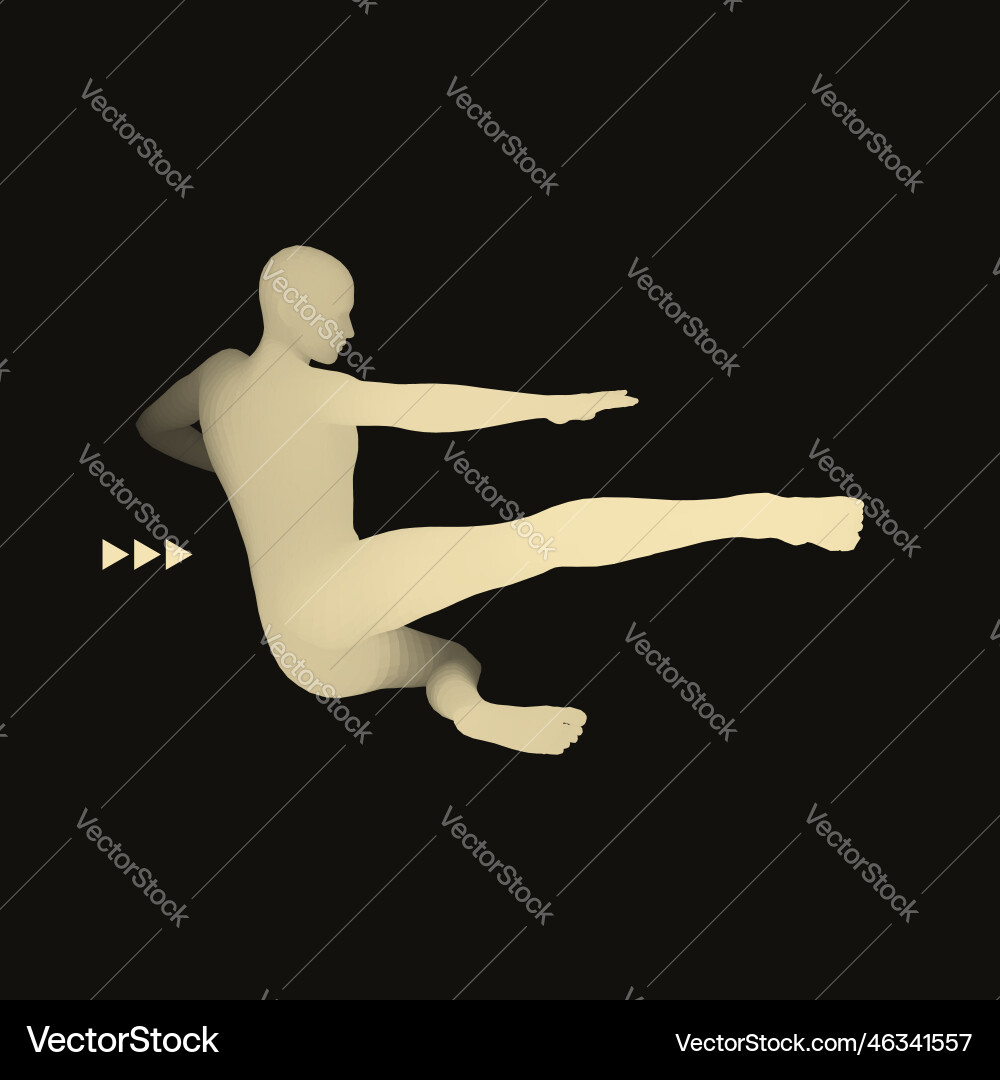 Fighter sports concept 3d model of man human body Fighter sports concept 3d model of man human body vector image