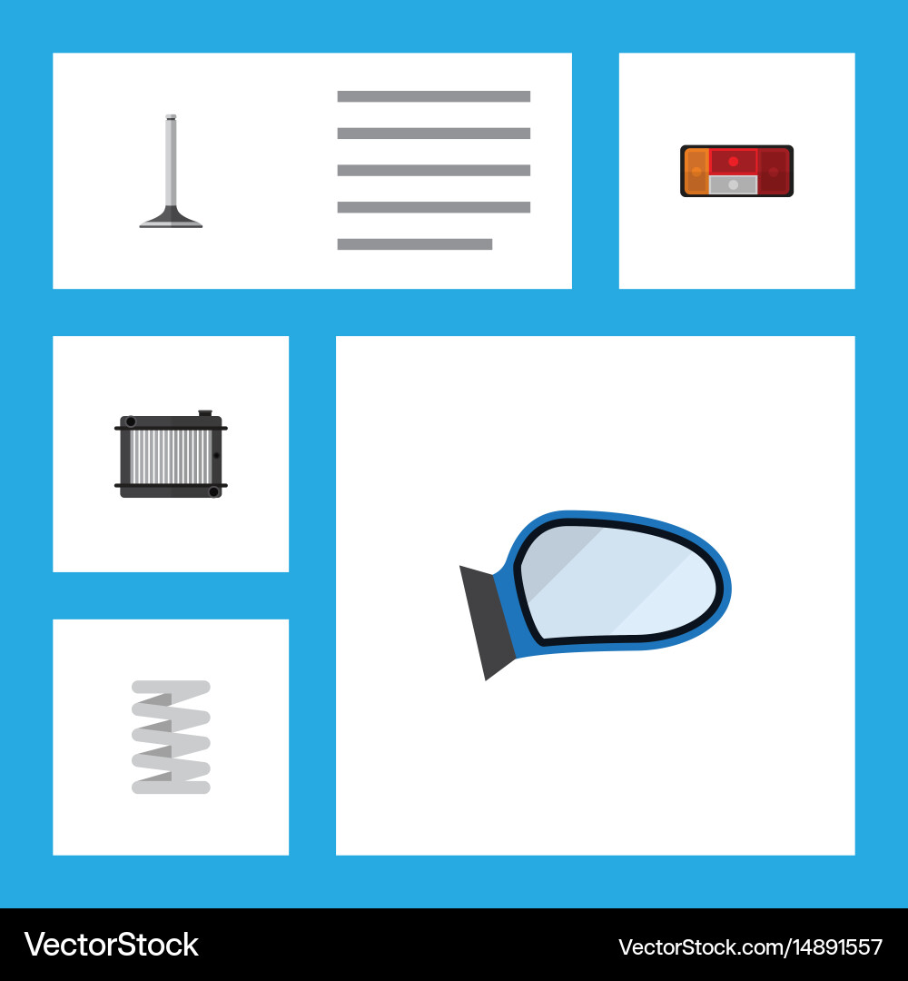 Flat parts set of car segment heater auto Vector Image
