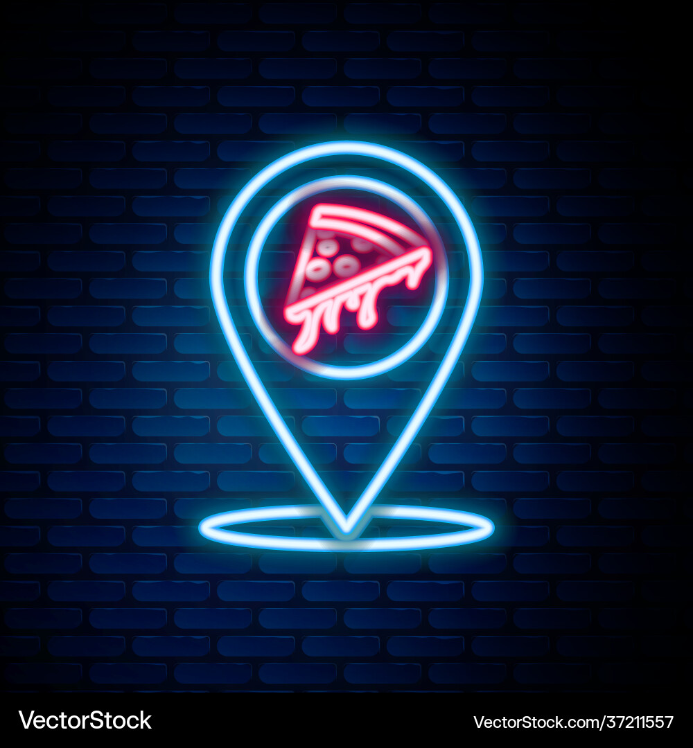 Glowing Neon Linie Kartenzeiger mit Fast Food Scheiben Glowing Neon Linie Kartenzeiger mit Fast Food Scheiben vektorbild