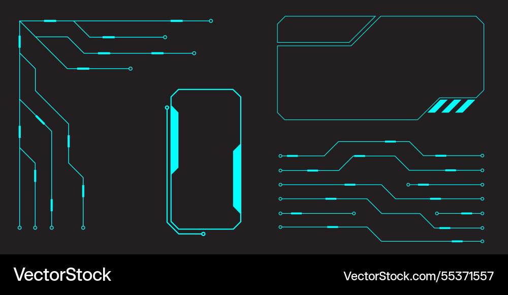 Hud digital futuristic user interface horizontal Hud digital futuristic user interface horizontal Vector Image