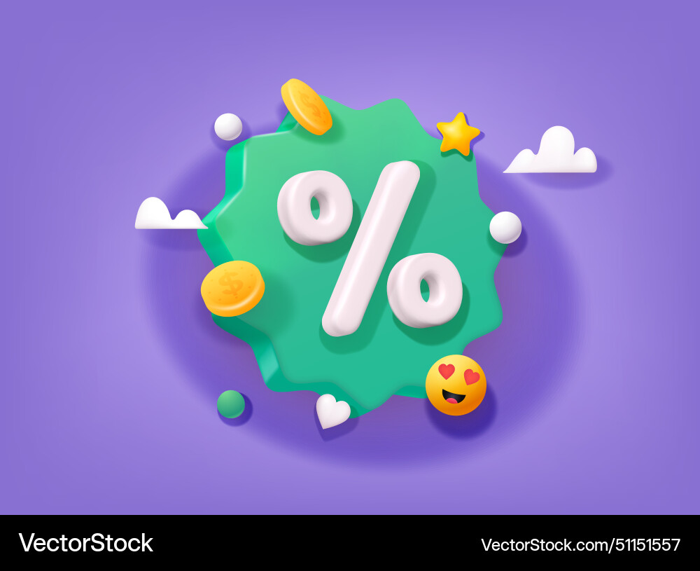 Label set with percent check mark and discount vector image