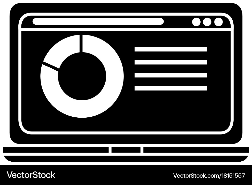 Laptop computer with statistics Vector Image