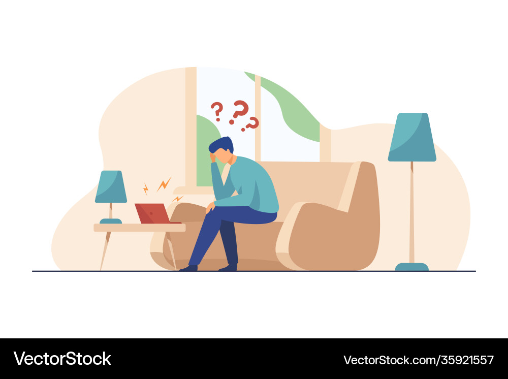 Man using laptop for video call Vector Image