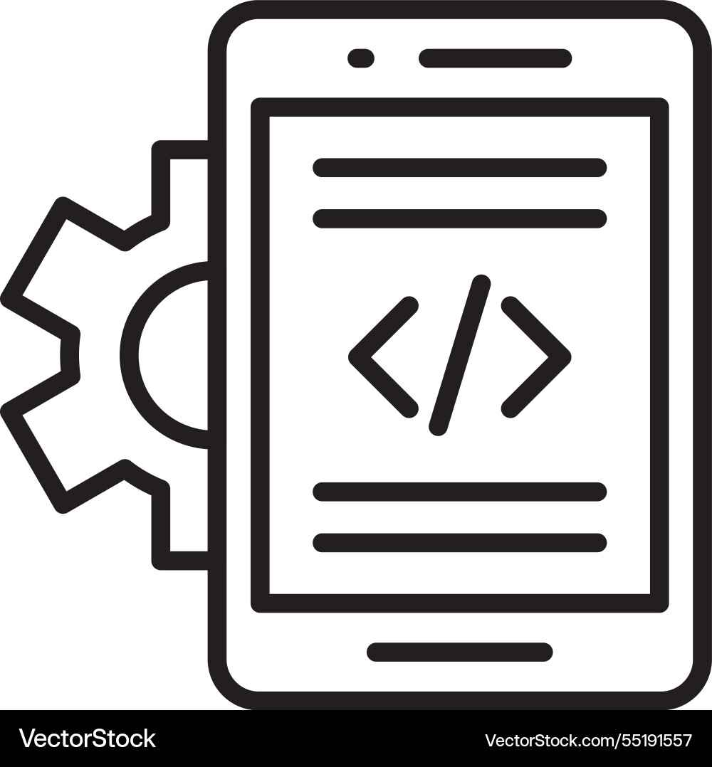 Mobile app developer line icon design vector image