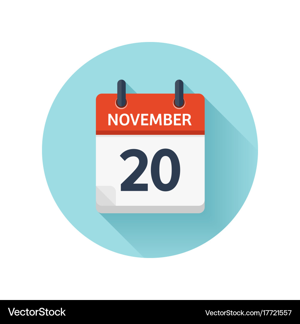 November 20 flat daily calendar icon date Vector Image