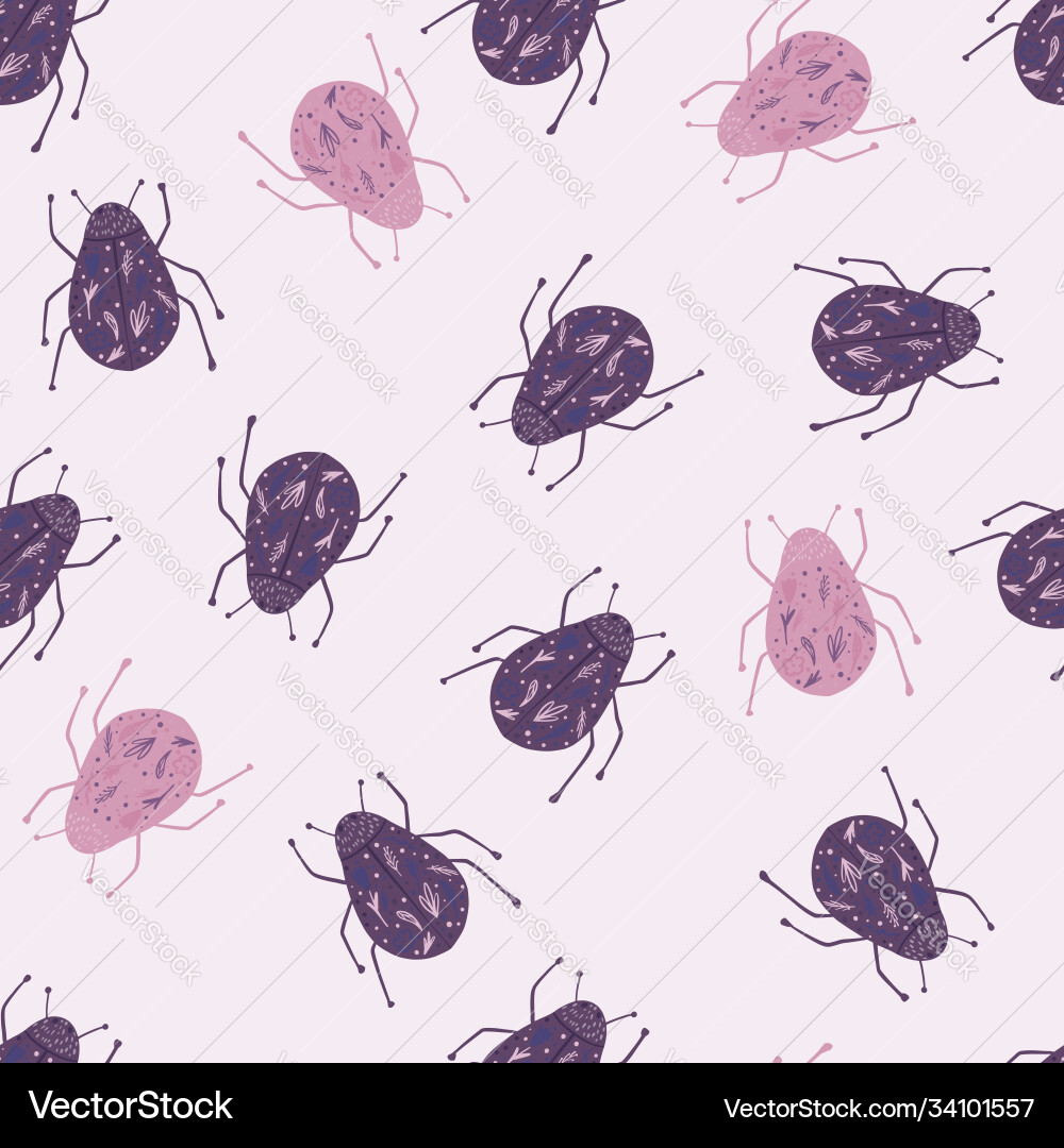 Random seamless pattern with doodle bug Random seamless pattern with doodle bug vector image