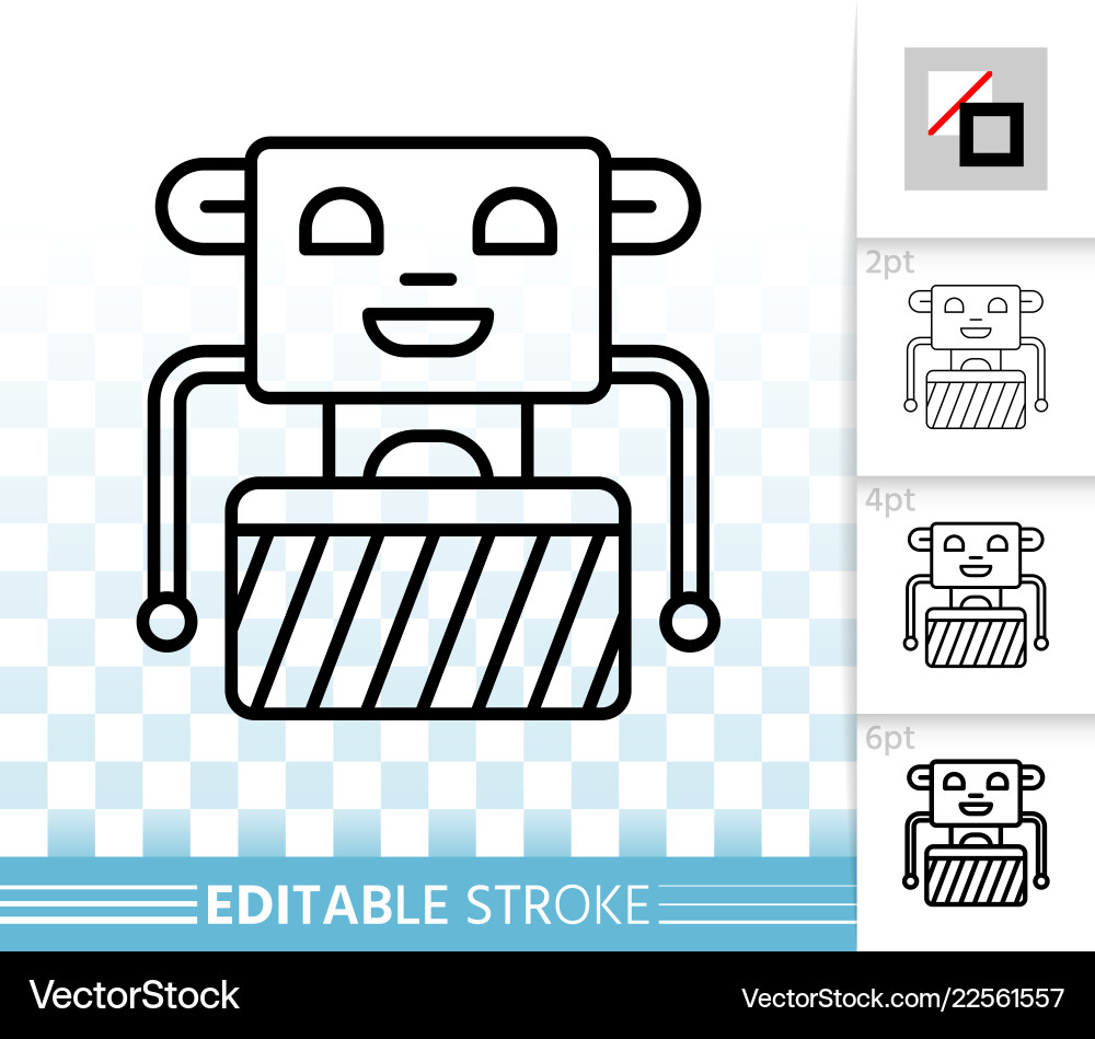 Robot simple black line icon Vector Image
