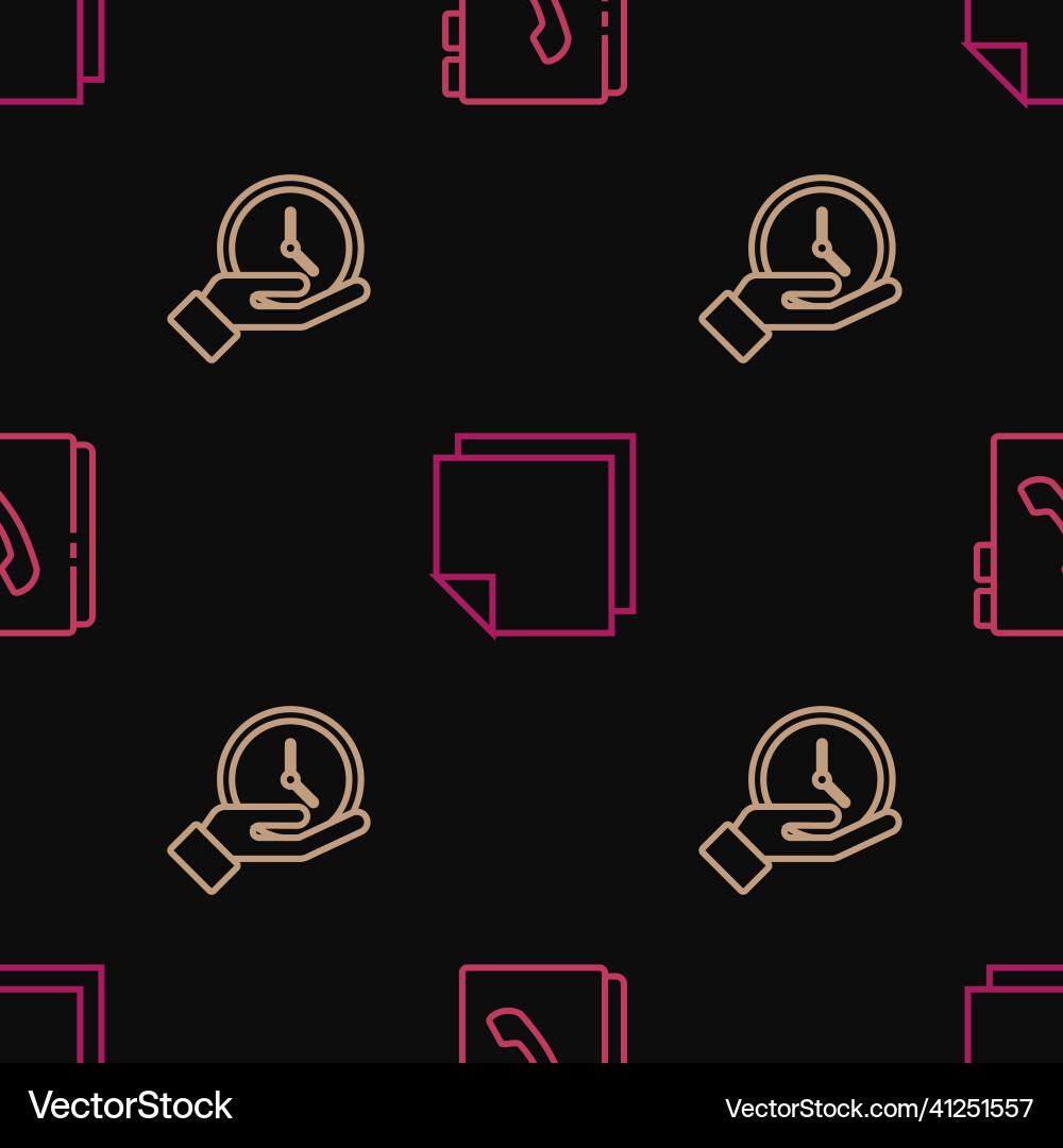 Set line address book clock and post note Set line address book clock and post note vector image