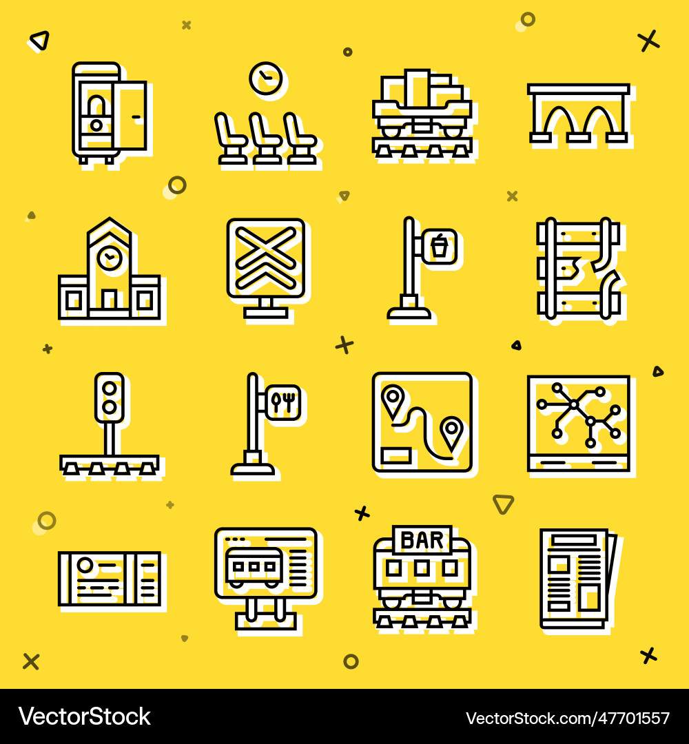 Set line news railway map broken rails Vector Image
