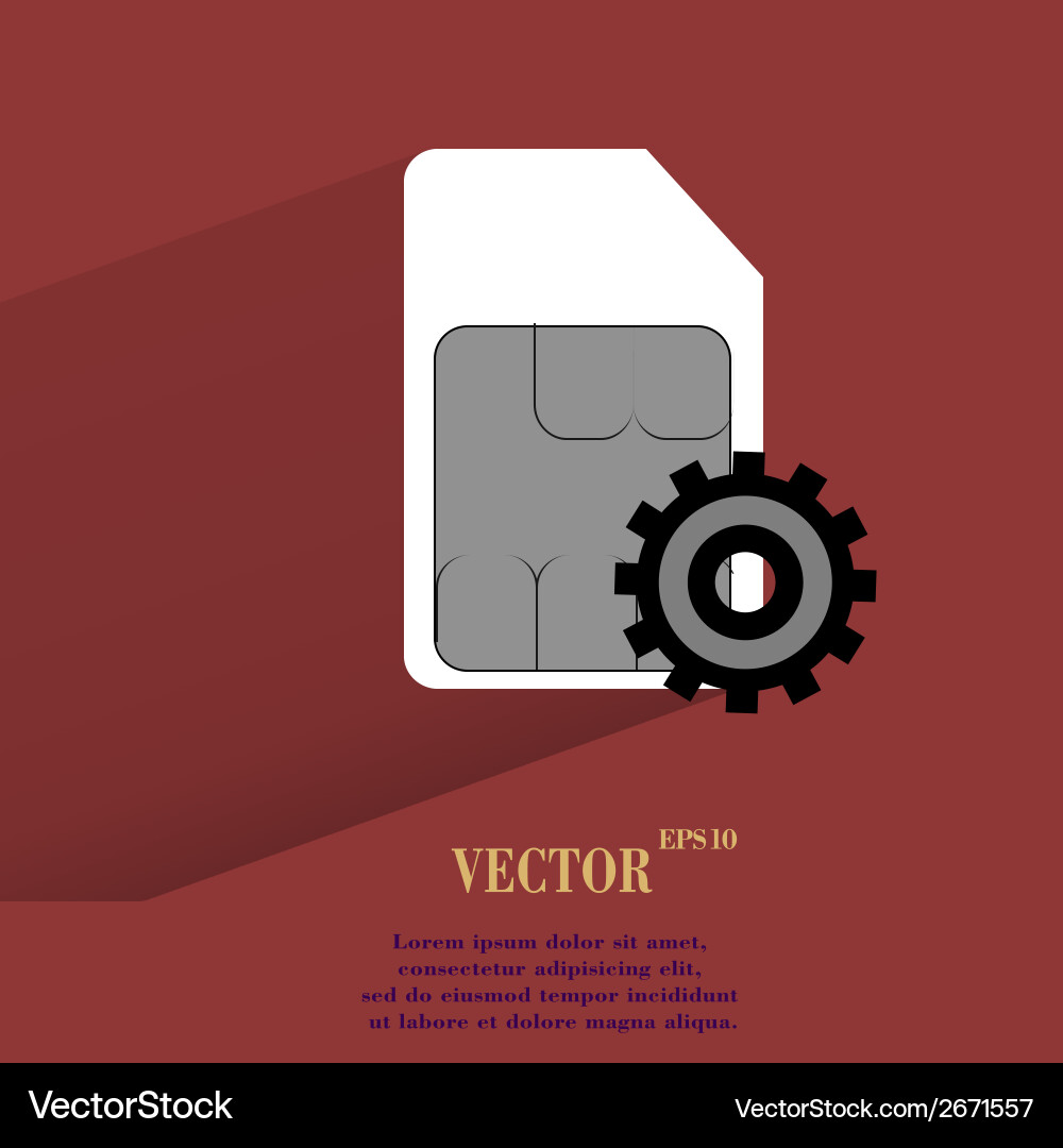 Sim card flat modern web button with long shadow Vector Image